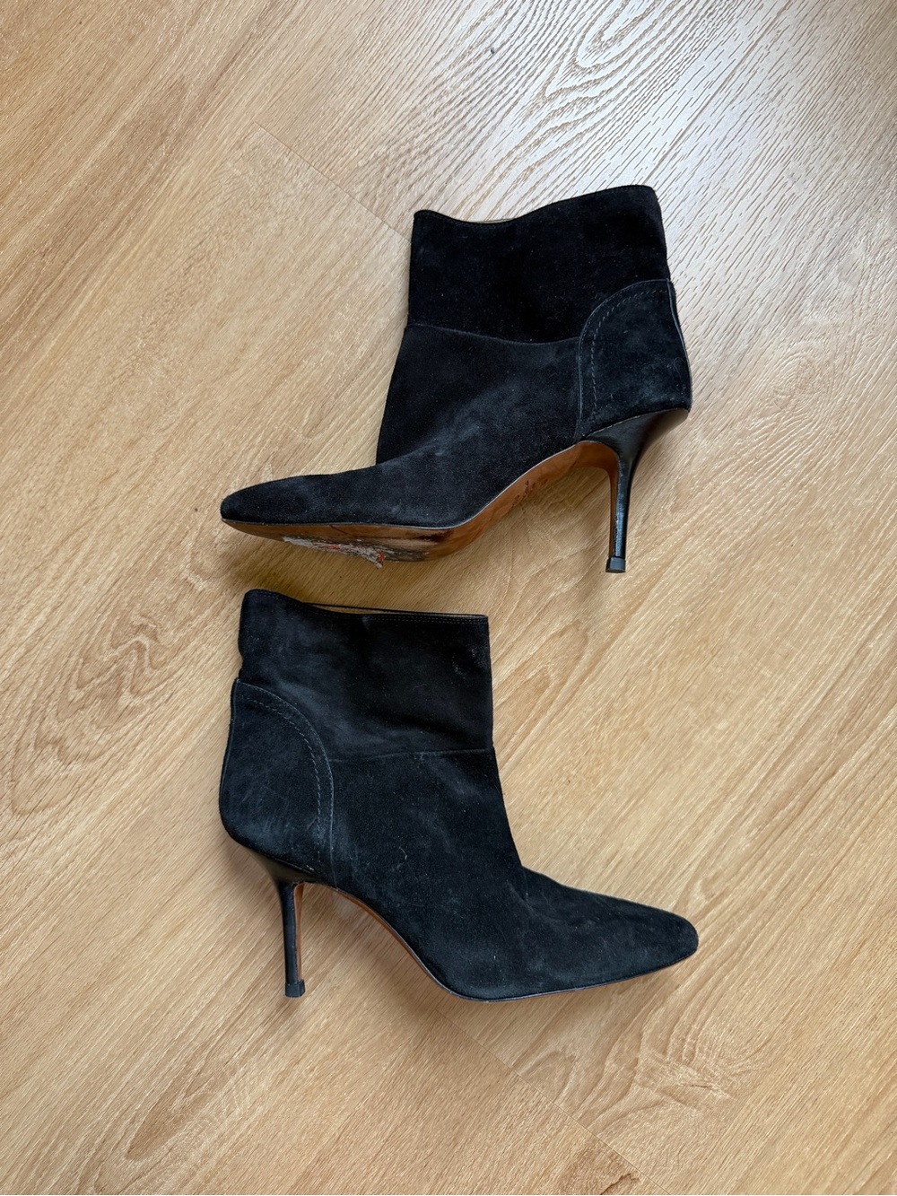 Polo Ralph Lauren Women’s Black Suede Pointed Kitten Booties - Sleek Stiletto